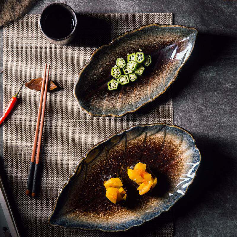 摆叶形树叶盘创意瓷VOK寿司盘陶瓷盘子简约个餐性小吃碟盘厅设盘