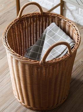 仿编脏衣篮藤形篓家用洗衣收纳筐CWF洗衣桶子酒店浴室塑料圆收纳