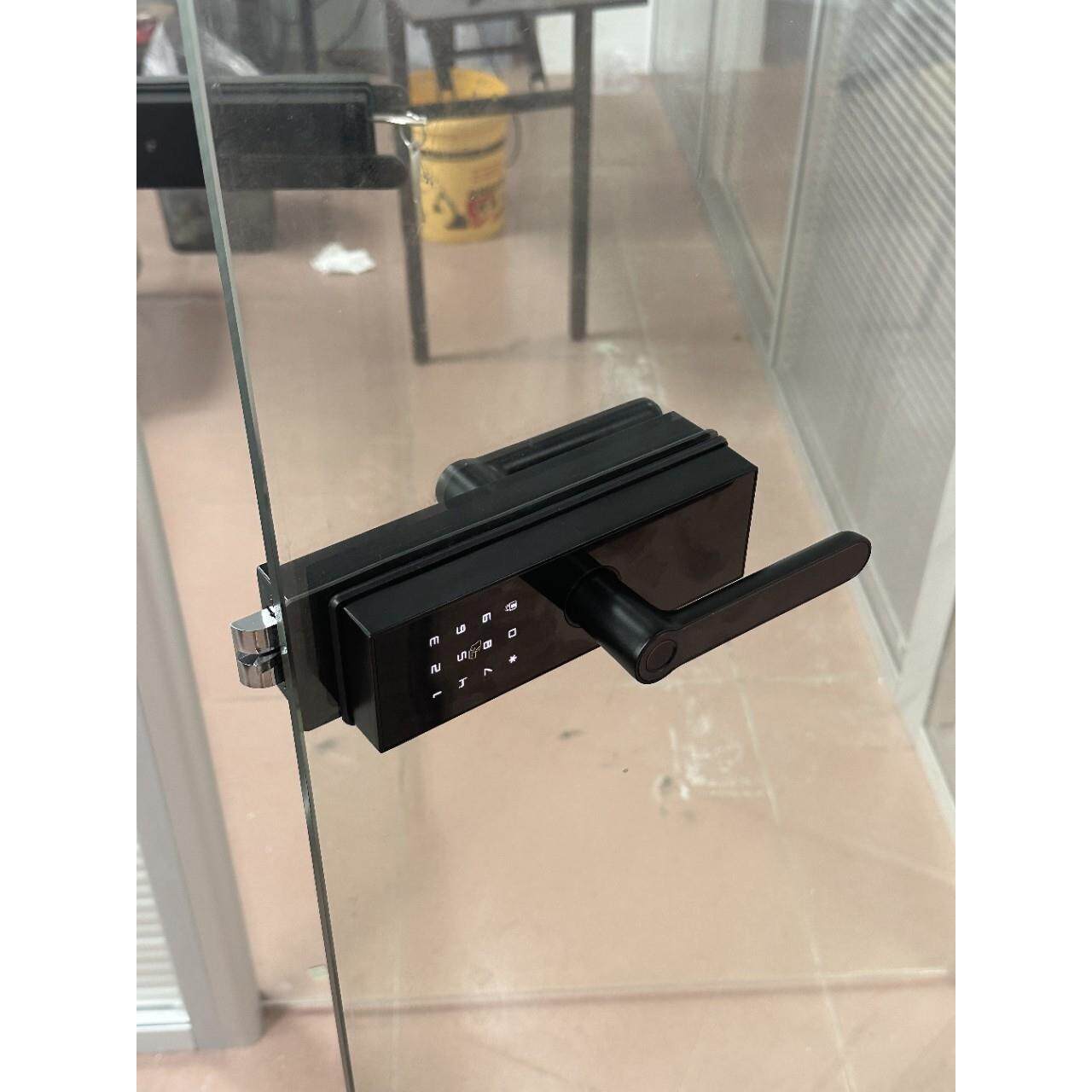 办指公玻璃门指室纹锁玻璃门锁密码锁，子D08纹解锁电锁防撬报警