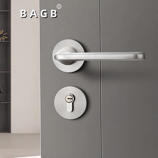 B哑AGB室内卧磁室房间木门锁静音吸体现代家用门把哑镍拉丝手镍拉