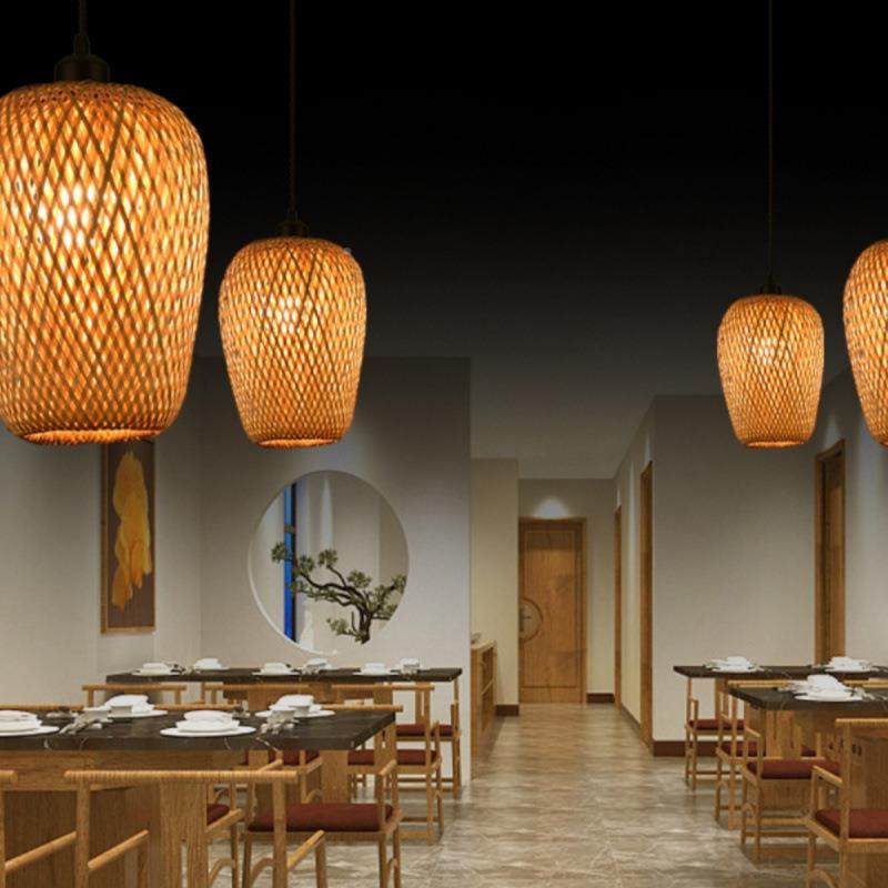 竹艺竹编灯笼中794式简约田园南餐新厅民宿卧室罩阳台东亚复古灯,家装灯饰光源,智能吊灯,淘宝优惠券,粉丝福利购,淘宝优惠卷