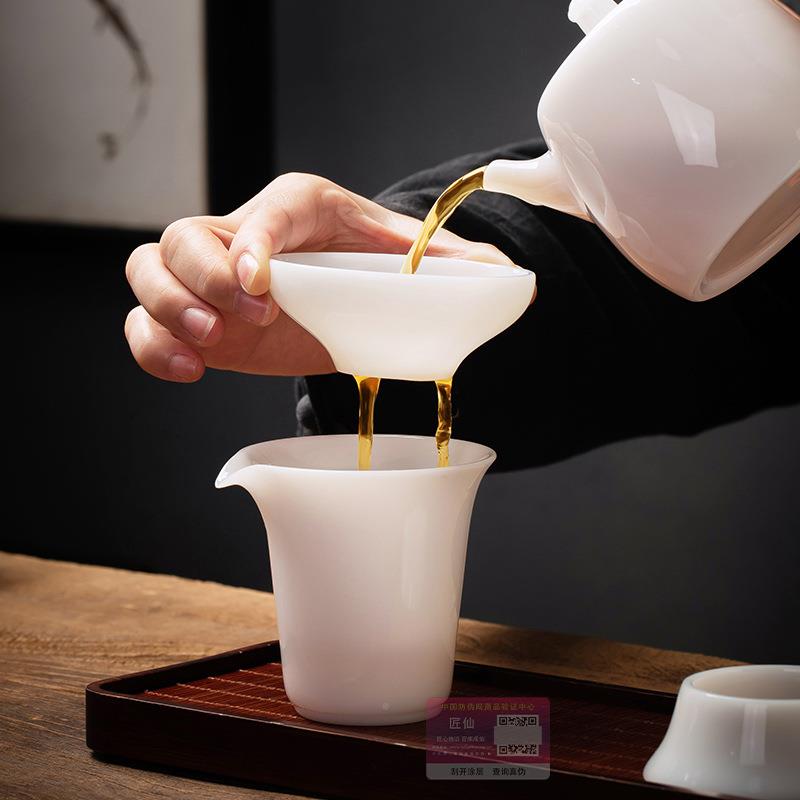 冰釉烧茶漏现代简约泡茶过种组中国白ROE瓷漏茶滤滤全瓷一体滤茶
