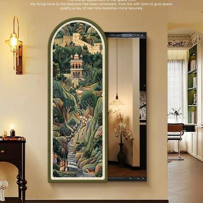 法式复古风镜子装饰画玄关推全身ZA0510镜中古风暗藏拉隐形穿衣式