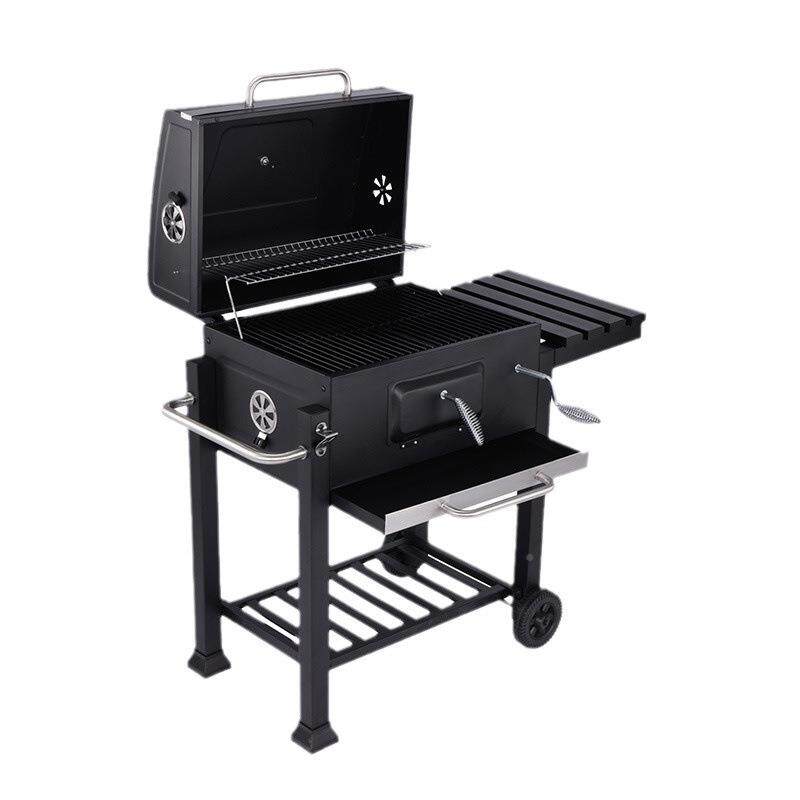 美便携式桶油炉bbq庭院大方形烧烤炉取暖庭YF-FP05院式手烤推车烟