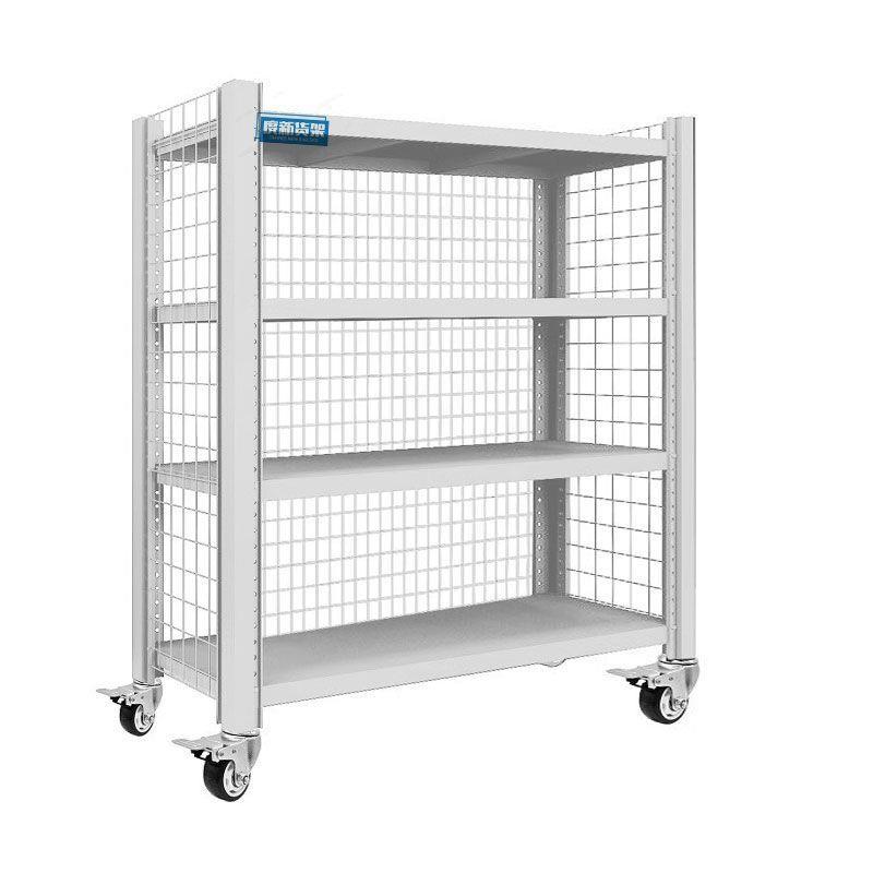 移动置物架仓库可货架带轮子仓储三用面网多层带可调824节商铁架