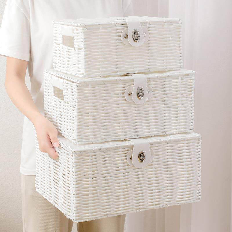 衣柜收纳箱家用整理储物盒子套大容量服箱子装衣物橱玩具仿藤编织