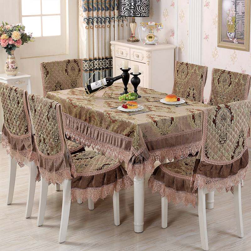 椅子套子坐垫靠背套凳子罩家用茶几桌套罩长方形红色雪尼尔餐桌布