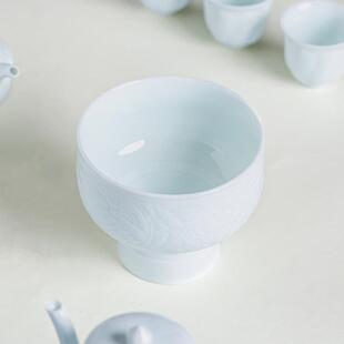 建宋影青湖田仿窑莲YA492391韵刻绘茶洗水废水简清新茶渣缸中式茶