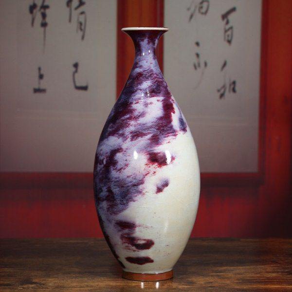 神垕原产孔家钧窑钧瓷摆件煤烧釉柳叶瓶陶瓷花瓶家居博古架装饰,家居饰品,花瓶,淘宝优惠券,粉丝福利购,淘宝优惠卷