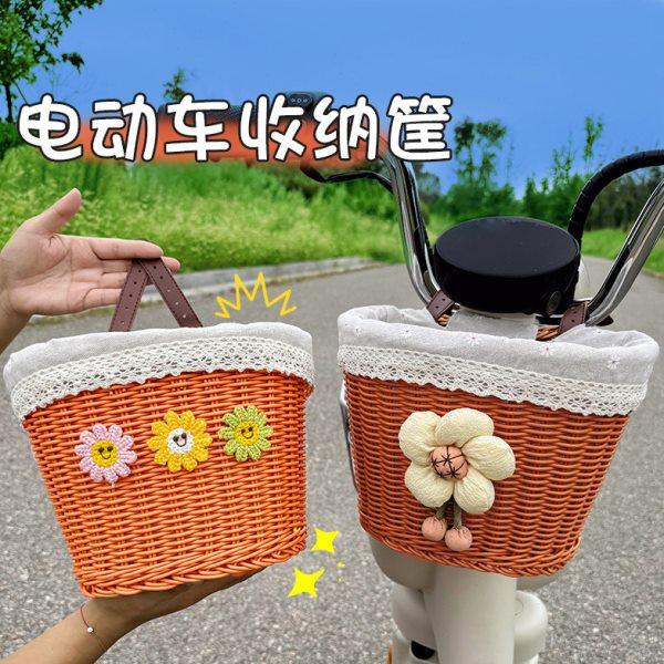 电动车收纳挂袋编织车筐可爱卡通前后座通用置物篮创意高级感女士,电动车/配件/交通工具,电动车车篮/车筐,淘宝优惠券,粉丝福利购,淘宝优惠卷