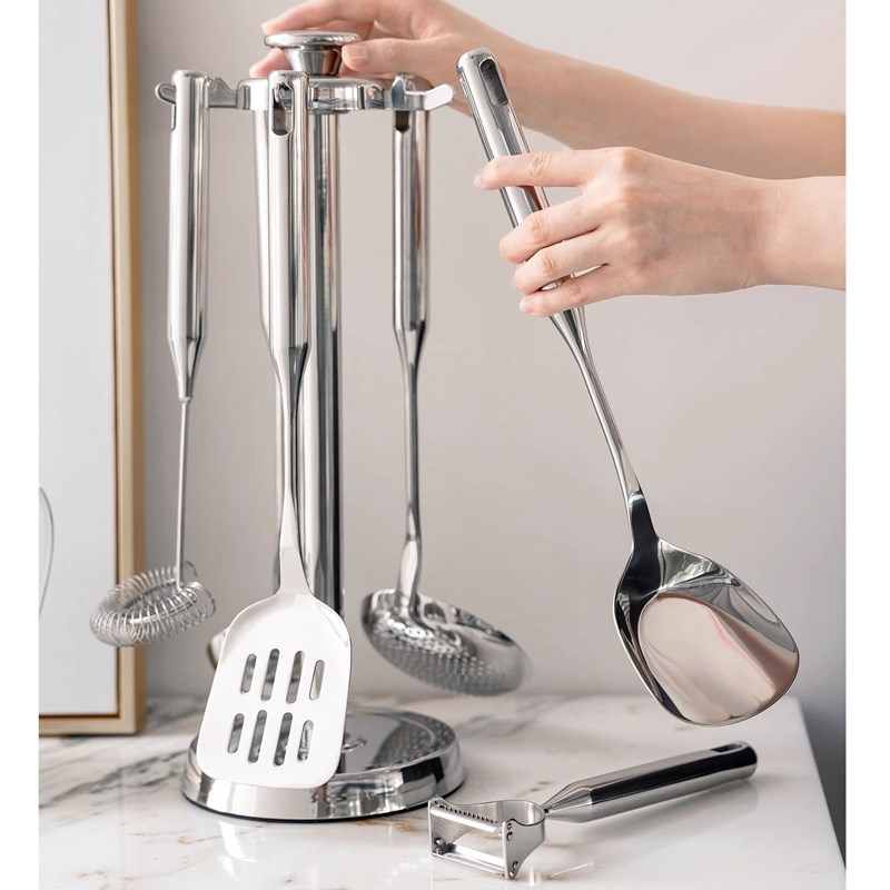 维乐仕德国出f口18-10不锈钢厨具七件套锅铲漏铲汤勺打蛋器刨刀