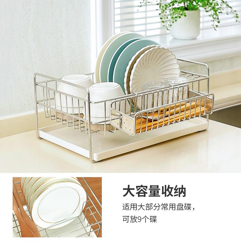 单架层碗架3滴水04不zhang355锈钢碗碟架沥架厨房置物碗盘架水架
