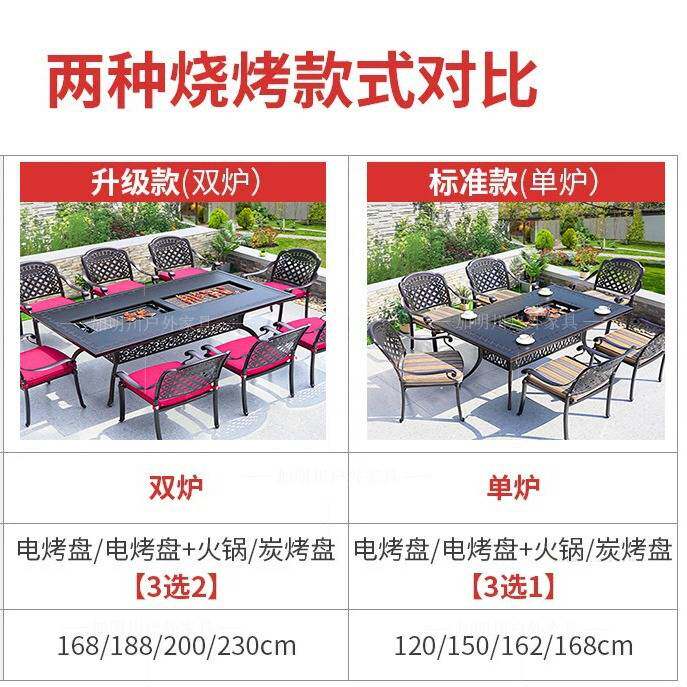 户外桌椅碳烤电烧烤桌庭院铸铝露天室外花园轻奢家用休闲桌椅组合