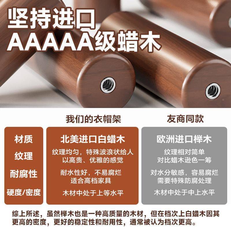 实木衣架立地衣帽架卧室家用挂衣架木简易式蜡挂衣杆室内A8304253