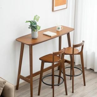 台桌家用墙靠高脚长条桌实木简吧现约代阳台休闲吧台椅窄桌620椅