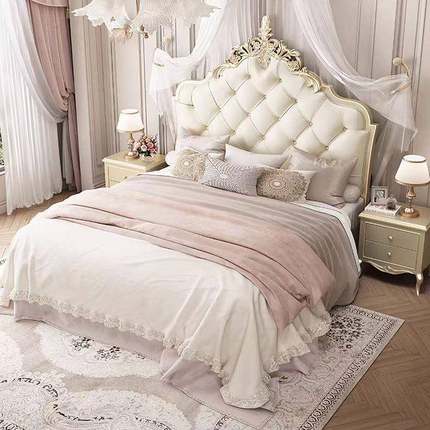 式奶油法米风实木床1.8米大主卧8805双人床1.5公主床高端奢华卧室