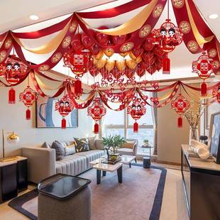 婚房布置套装 饰花方房卧室房间婚礼拉婚庆结婚新用品MTE男 客厅装