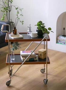 8V复古实木YEY-2403小推车简约发边几可移收客动沙茶几家用厅餐边