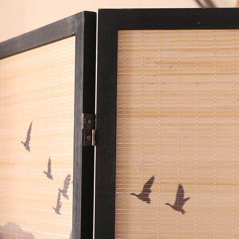 实木屏风中隔断客厅现BYJ-120代水墨竹制折式酒店办公室双面屏玄