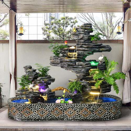 院大型DJS假山公流水喷泉件司酒店别墅露台户外庭鱼池布置景摆观