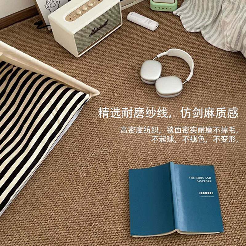 纯色简约客厅卧室阳台地垫仿剑麻防猫抓满铺耐脏办公地毯尺寸