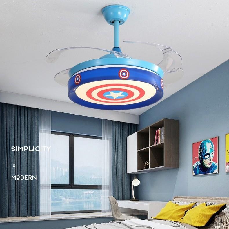 儿童创614LD餐厅吊扇具中山意家装隐灯形风扇灯卧室客厅灯E饰照明