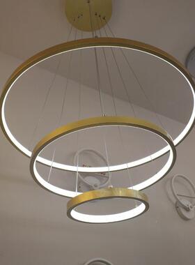 餐394厅吊灯圈极简内约外发光创意个性环形卧室圆L其ED铝材吊灯