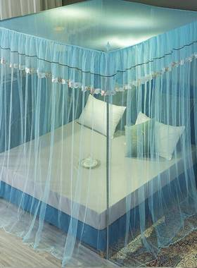 蚊666888帐双开门公主风方落地宫廷支1.顶5架米加1.8m床密加厚双