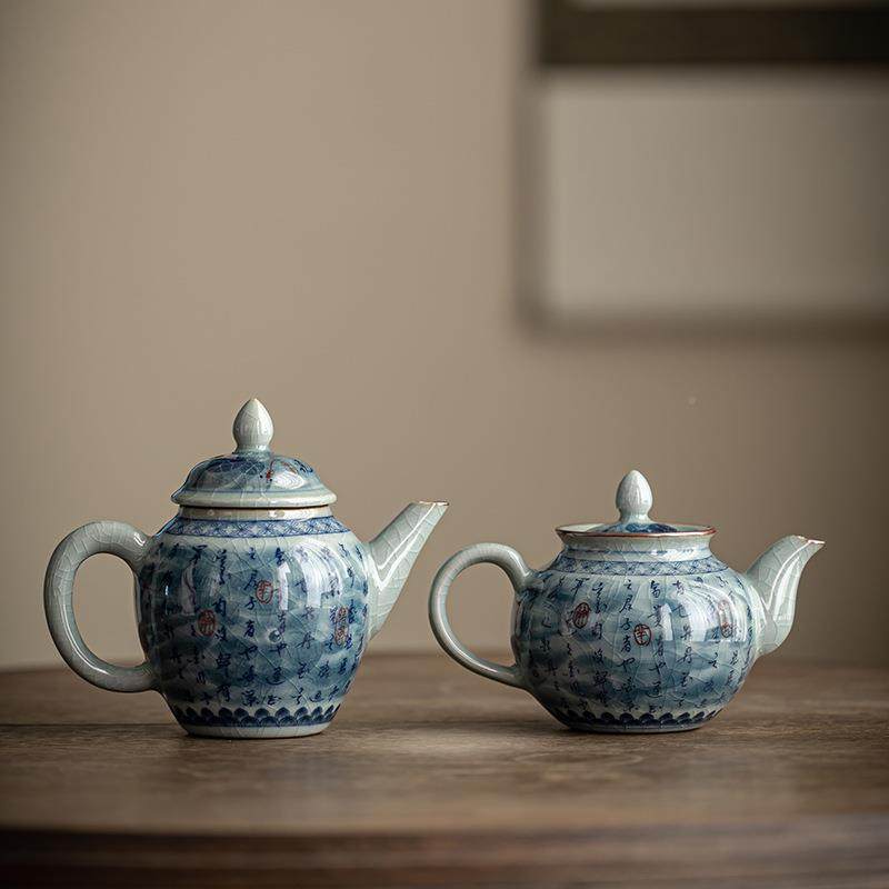 老陶青诗文功夫泡花壶单壶家用陶泥瓷中式复古XF-20221茶开片冰裂,餐饮具,茶壶,淘宝优惠券,粉丝福利购,淘宝优惠卷