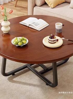 圆形茶桌几现LAL代轻奢子型茶几边几复古风约客厅家用卧室小户简