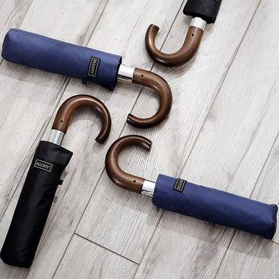 PAL262ONY实木商弯伞十骨加大柄防风全自动简男士务三折叠约晴雨