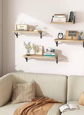 美式木壁质墙上置物墙架壁46856实木一字隔板客厅玄关面卧室墙收