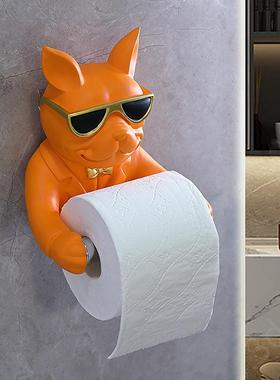 可爱狗661卫生间纸巾盒卷厕所挂纸狗筒架创意厕纸置物架抽纸盒免