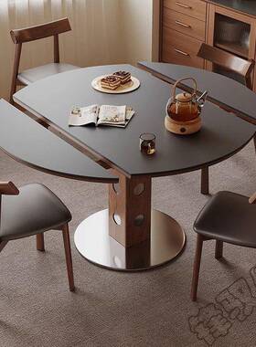 锋P法式复古可组伸缩折叠餐桌7椅合家两用小户型方圆用324黑色餐