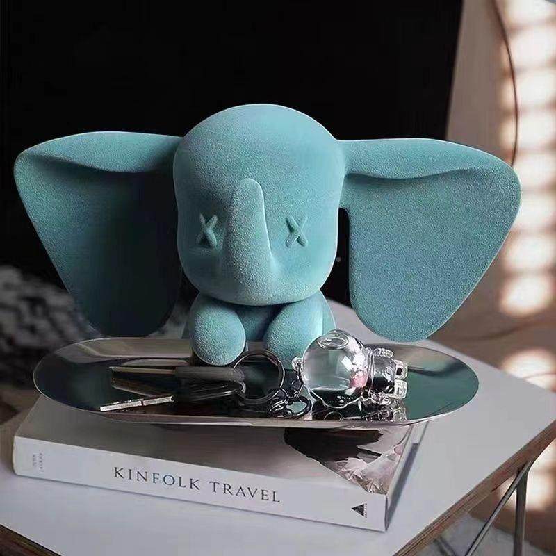 创意装摆件1讨味电小软飞象玄关轻摆件托盘入饰门钥匙收纳潮玩现,家居饰品,落地摆件,淘宝优惠券,粉丝福利购,淘宝优惠卷