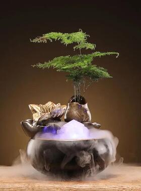 创意新中财式生流水陶BWW瓷摆桌客厅茶桌办公件室小型面装饰品循