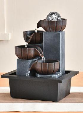 流水办摆件循环几水9511喷泉客厅茶风轮公室桌面生财风水水球装饰