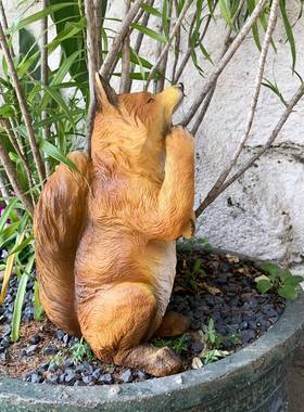 可爱仿艺真打哈欠20241102狐狸装庭饰摆创意户外花园件院造景树脂