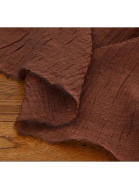 现货洗皱麻亚麻面料织肌理亚压麻色布服装棉麻布BCW料树皮皱料