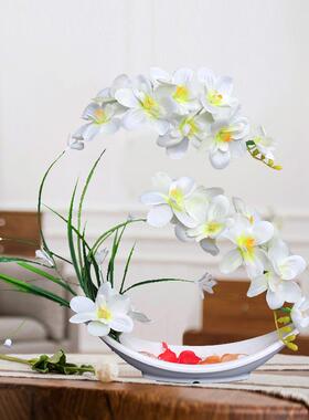 蝴蝶F755SJ7S兰花套装假绢花干花陶厅瓷瓶客餐花桌塑花料摆设室内