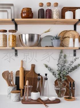 厨样房板间摆件盘实木菜板摆托橱柜厨具设食材罐道具摆件软装饰品