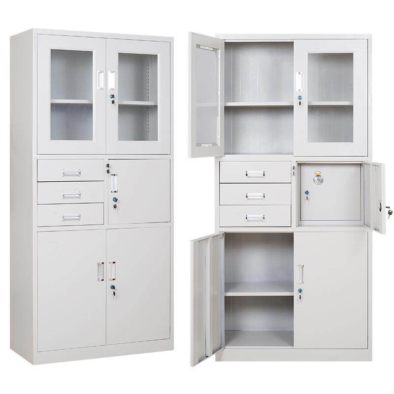 铁皮柜文件资料柜档案柜凭柜玻柜璃密书柜钢制LD-001矮柜带锁码证