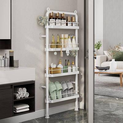 卫生间门后置物架免孔墙上款架子多打61737功窄能浴厕所洗室漱品