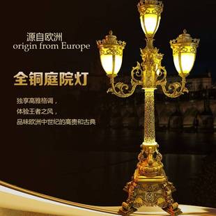 全铜公园广场庭院住宅区道路照明亮化LED太阳能庭院高杆景观灯