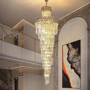 式楼墅水晶大吊灯代简复约客厅别轻现奢中见描述空大厅挑高旋转楼