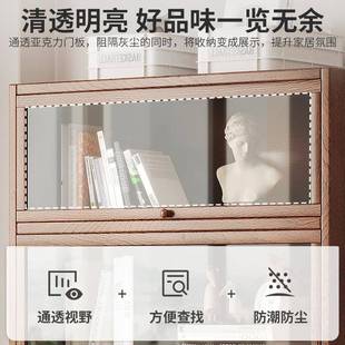 实美式 复落地书柜木小柜子储物柜客厅收纳展CA23G815古柜靠示墙一