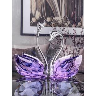 A6L水结晶天鹅客厅玄轻酒奢玻璃摆关件电视柜F76JJT85柜柜台装 饰