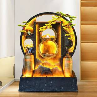 水幕墙假山喷泉摆件流水风花园客装 厅家居风轮招水财RID屏景观落