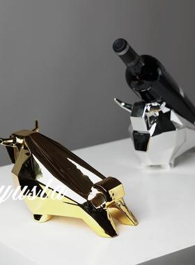 简约奢红酒架厅电视柜酒办RVJ柜公室客样板间酒店别墅摆轻件软装