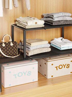 衣柜收分层隔板柜柜置内伸缩物架子橱柜隔72872板纳隔层分层架